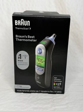Braun ThermoScan 7 Ear Thermometer - Black/Gray Newborn, Infant, Adult IRT6520